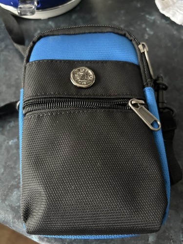 Camera bag black blue nylon - camera,
