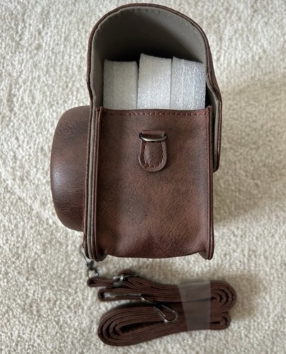 Brown faux leather camera bag - faux,